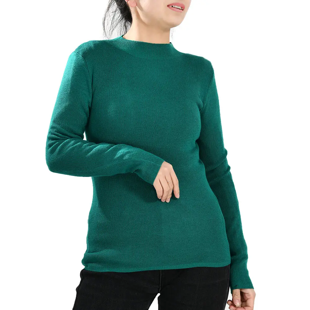 Lady Long Sleeve Wool Basic Bottoming Sweater Shirt 2022 Spring Cashmere Sweater Half Highneck For Woman