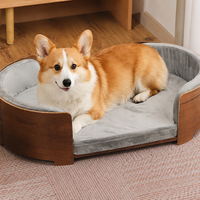 Nichoir ovale en bois durable pour chat avec coussin amovible et lavable, abri respirant et imperméable pour animaux de compagnie, intérieur/extérieur, 82 cm
