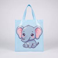 Sac fourre-tout en non-tissé laminé, imprimé numériquement en couleur avec logo personnalisé, motif animal mignon, recyclable, pour supermarché, vente en gros