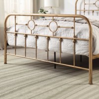 Cadre de lit en cuivre brossé à la main, style antique, lit plateforme en fer classique avec tête de lit décorative, meubles pour la maison et l'hôtel