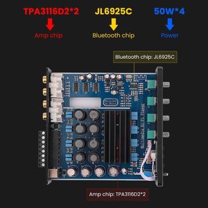 Venta al por mayor 4 canales 5,0 BT estéreo mini amplificador HiFi amplificadores 50Wx4 Home Theater altavoz Amplificador Audio <span class=keywords><strong>Power</strong></span> <span class=keywords><strong>Amp</strong></span> - Product Image 3