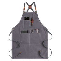Tablier de barista - Motif à carreaux décontracté en toile cirée, 7 poches, passants pour outils, rivets renforcés, tailles personnalisées pour la préparation du café
