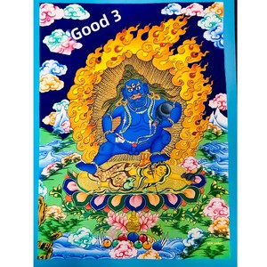 Pintura Budista Thangka Pintada a Mano, Diosa Negra de la Riqueza, <span class=keywords><strong>Señor</strong></span> de los Tesoros, Exquisita Tela de Algodón Chino, Altar sin Marco - Product Image 5