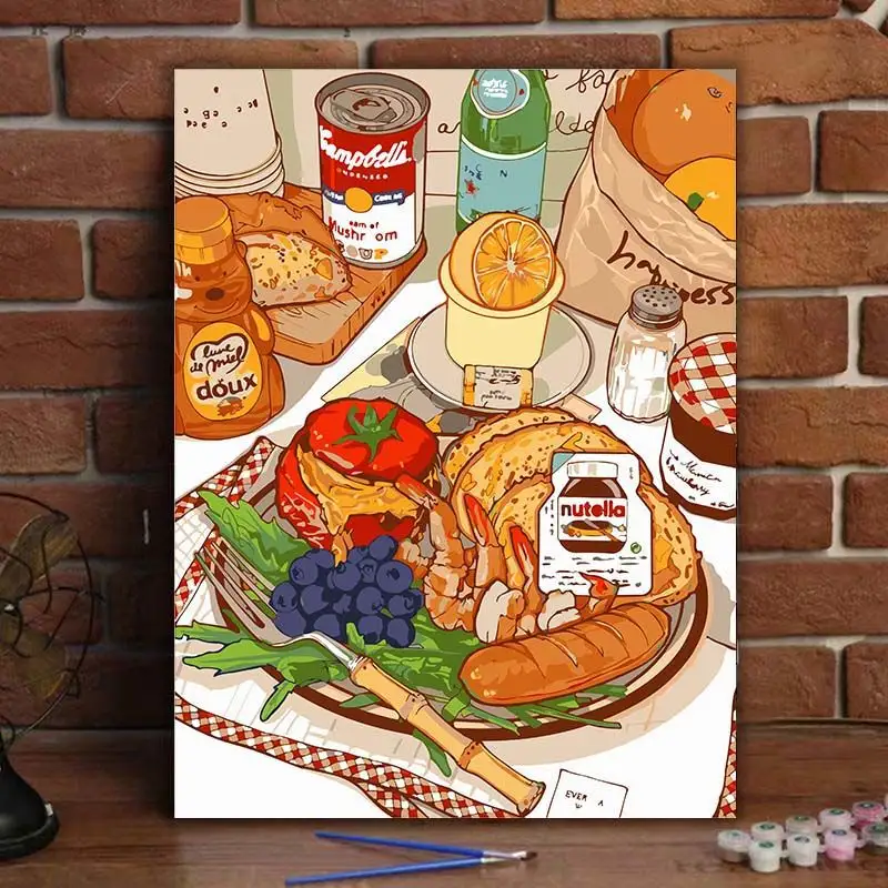 Paint By Numbers Delicious food living DIY room decorative paintings