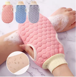 Gant de bain double face en nid d'abeille, brosse exfoliante pour le corps, éponge de massage pour le dos - Product Image 6