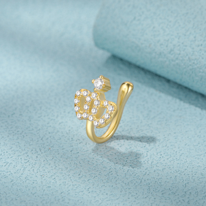 Anillo de Nariz con Corona de Diseño Cz de CANNER para Mujer, Sin Perforación, Ajustable, en Forma de U, Anillo de Nariz con Corona de Reina, Joyería - Product Image 1