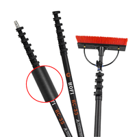 Kit de Cepillos de Limpieza Extensibles de Fibra de Carbono con Manguera y Cabezal de Cepillo Alimentado por Agua, Apto para Paneles Fotovoltaicos y Limpieza de Ventanas