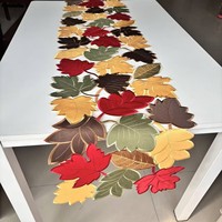 Chemin de Table de Thanksgiving d'automne brodé feuille d'érable Design Floral creux pour la récolte matériel de tissu de ferme pour la maison hôtel