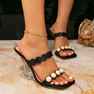 Sandalias de Tacón Alto para Mujer QLFashion, Zapatos Negros de Punta Cuadrada a la Moda - Product Image 3