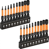 Jeu de 20 embouts de clé Allen hexagonale à percussion (métrique/SAE) avec tige hexagonale de 1/4 po en acier allié S2, pointes usinées CNC, boîte de rangement