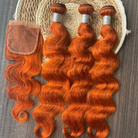 Lots de cheveux 10A couleur orange, ondulés, vierges, 100% cheveux humains brésiliens Remy de qualité supérieure pour femmes noires