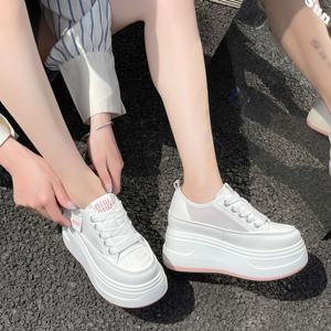 Baskets montantes à lacets en maille à talon haut, semelles épaisses et souples, plateforme rehaussante, chaussures décontractées pour femmes - Product Image 5