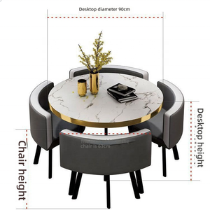 Hot Bán Sang Trọng Vòng Top Bàn Ăn Đặt Với Kim Loại Ghế MDF Gỗ Cho Phòng Khách Nhà Hàng Thanh Văn Phòng 1 Bảng 4 Ghế - Product Image 4