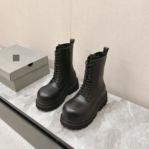 Bottes de luxe pour couple, nouvelle collection automne, style Paris, en toile, à semelle épaisse et plateforme, bout carré, fermeture éclair latérale, en cuir véritable - Product Image 3