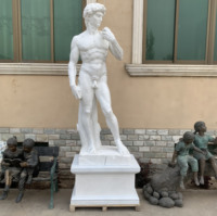 Jardin extérieur sculpté main grandeur nature marbre David Sculpture Statue