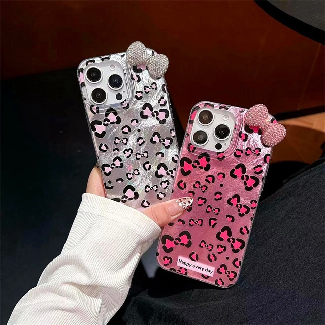 Luxury Design 3D Cute Carton Full Diamond Bows Phone Case for iPhone 17 16 15 14 13 12 11 Pro Max in Stock Shockproof Cover