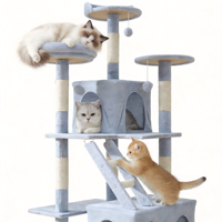 Arbre à chat multi-niveaux en velours et lin, hauteur réglable, design écologique, perchoirs doux, échelle d'escalade pour chats d'intérieur multiples