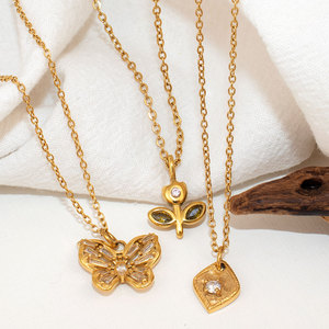Collane alla Moda <span class=keywords><strong>con</strong></span> Ciondolo a Forma di Fiore, Stile Dolce e Grazioso, <span class=keywords><strong>Collana</strong></span> Zodiacale Placcata in Oro 18K PVD in Acciaio Inossidabile - Product Image 3
