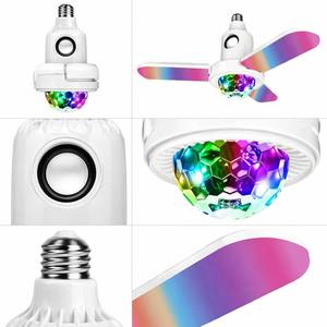 Ampoule LED musicale pliable SHIZI, 3 pales, haut-parleur, lumière disco, changement de couleur RVB, E27 E26, lampe de plafond intelligente OEM - Product Image 5