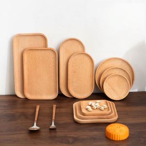 Wholesale Manufacture Beech Modern Square Solid Wooden Tray for Party Use-Tea Tray Dried Fruit Dessert Food - Product Image 1