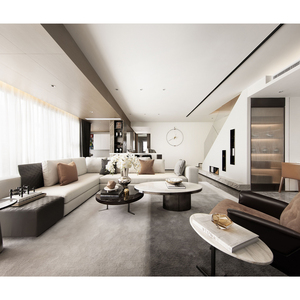 Luxury Modern Villa Penthouse Bedroom Furniture <b>Set</b> with Fabric and MDF Panels 5 Star Hotel Full Suite Master Room - Product Image 4