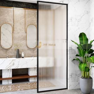 JYFMETAL - Biombo Divisor de Acero Inoxidable y Vidrio Artístico, Impermeable y Translúcido, Multifuncional, Deslizante/Colgante, Estilo Moderno Clásico para Hotel - Product Image 2