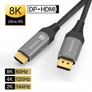 Câble DisplayPort 1.4 vers <span class=keywords><strong>HDMI</strong></span> 2.1 <span class=keywords><strong>Cordon</strong></span> vidéo 8K @ 60Hz 4K @ 120Hz <span class=keywords><strong>Mini</strong></span> DP vers <span class=keywords><strong>HDMI</strong></span> HDR pour amplificateur TV PS5 RTX 4090 NS Projecteur - Product Image 1