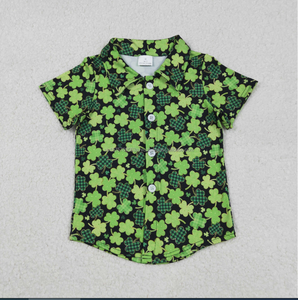 Chemise à carreaux vertes pour garçons avec boutons Patrick - Product Image 4