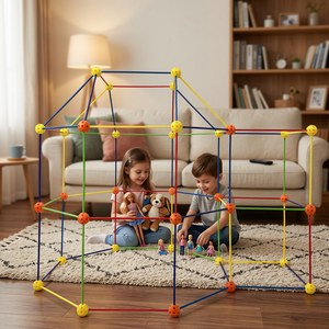 Kit de construction de château et de fort DIY 100 pièces – Jouet éducatif pour construire sa propre tente - Product Image 6
