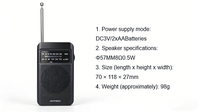 Radio portable classique noire AM FM double bande avec son clair pour la maison et l'extérieur