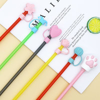 Bouchon de paille en silicone créatif, couvercle de protection de paille de dessin animé