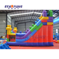Château gonflable commercial avec toboggan et blocs de construction, avec souffleur, pour enfants et adultes, à vendre