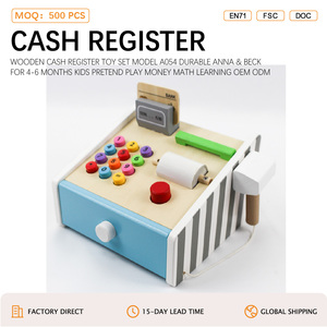 <span class=keywords><strong>Caisse</strong></span> <span class=keywords><strong>enregistreuse</strong></span> en bois, modèle A054, durable, ANNA & BECK, pour enfants de 4 à 6 mois, jeu d'imitation, apprentissage des nombres, OEM ODM - Product Image 2