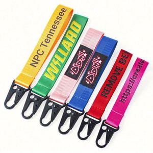 Promotional Polyester Fabric Airplane Aviation Tags <b>Key</b> <b>Chain</b> Eagle Mouth Buckle Woven Embroidery Keychain Custom - Product Image 4