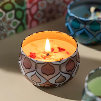 Boîtes à bougies vides avec couvercle, porte-mèches ronds en fer blanc pour la fabrication de bougies, pots à bougies avec de jolis motifs