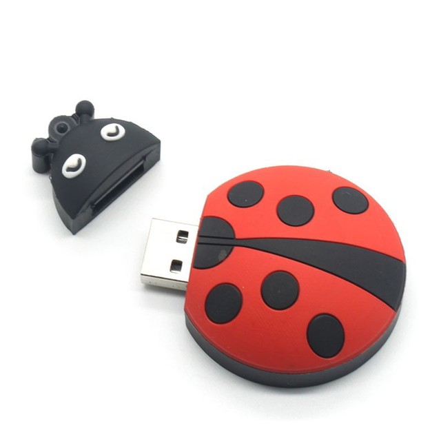 3D Custom Made PVC & Silicone Rubber USB Flash Drive Adorable Ladybird Shaped USB 2.0 Pen New Product