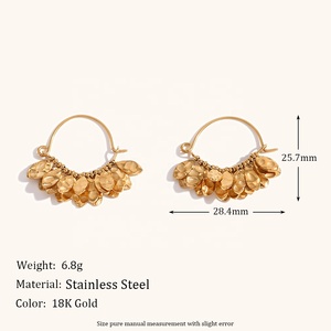 Dingran Haute Qualité À La Mode Femmes Bijoux <span class=keywords><strong>Gola</strong></span> Plaqué Bijoux En Acier Inoxydable Martelé Roun Boucles D'oreilles - Product Image 2