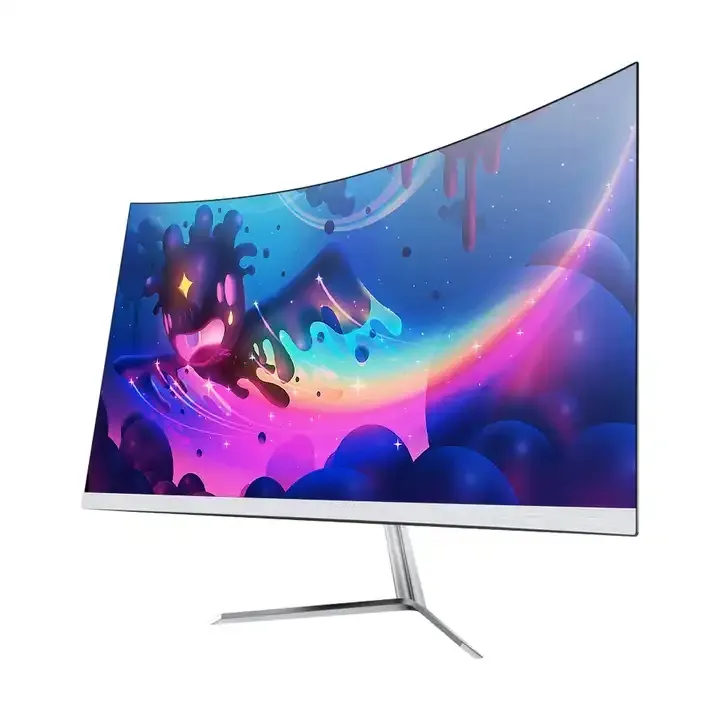 Pc Monitor Computer 24 Inch Curved Gaming Device Large Screen Refreshing Rate Electronic Machine For Students Online Course