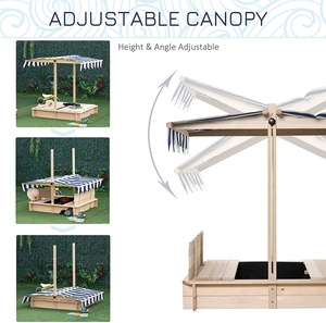 Cabaña de arena de madera maciza y lona para exteriores, cubierta de juego de arena, muebles de exterior ajustables - Product Image 4