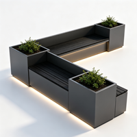 Banc de jardin en alliage d'aluminium avec jardinière intégrée et siège, mobilier de rue pour parc et patio