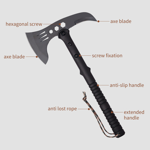 Rìu sinh tồn ngoài trời cấp công nghiệp, đầu rìu thép carbon, rìu đa năng kiểu Tomahawk, cán nhựa + sợi - Product Image 3