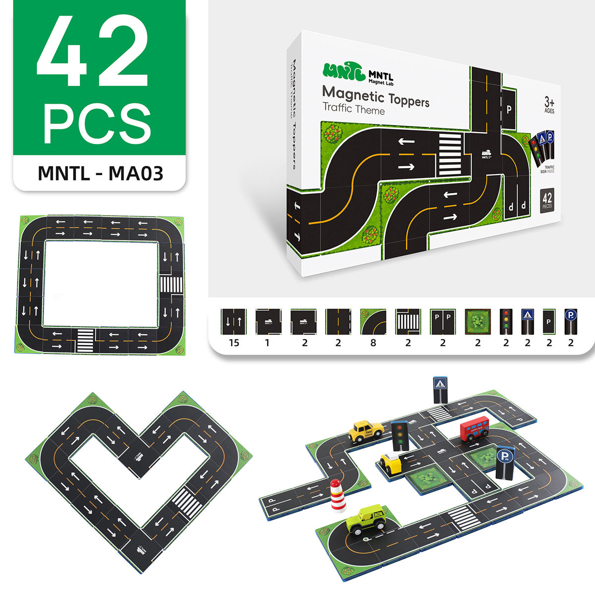 Ensemble de thème magnétique de trafic de 42 PCS Toppers