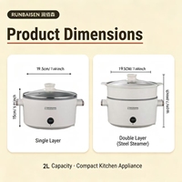 Casserole électrique multifonctionnelle 110V 2L 600W, cuve intérieure antiadhésive en titane, multicuiseur tout-en-un facile à nettoyer, OEM ODM