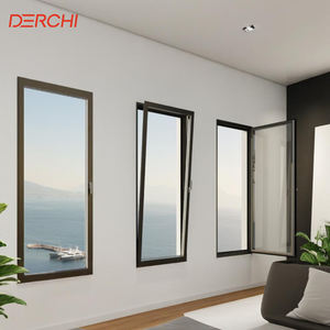 Fenêtre à battant DERCHI USA populaire, à rupture de pont thermique, <span class=keywords><strong>triple</strong></span> <span class=keywords><strong>vitrage</strong></span>, ouverture extérieure avec grilles décoratives - Product Image 5