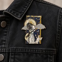 Broche en émail dur personnalisée, ange guitariste, broche en métal, étoile scintillante, note de musique, badge artistique pour cadeau