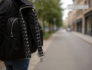 Tracolla in tessuto con fibbia argentata per borse 401203013 - Product Image 2