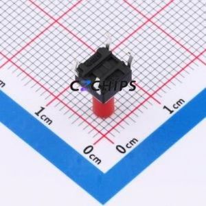 TSA06131-110B532BB Tactile Switch Through hole-4P,6.1x6.1mm Switch Single Pole Single Throw Round Button 2.8N 6.1mm - Product Image 2