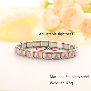 Pulseras italianas con letras iniciales coloridas personalizadas, eslabones elásticos, alfabeto, 26 letras, pulsera italiana de acero inoxidable Diy - Product Image 6