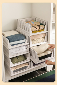 Contenedores Apilables Cuadrados de Plástico PP, Plegables, para <span class=keywords><strong>Armario</strong></span>, Guardarropa, <span class=keywords><strong>Organizador</strong></span> de Almacenamiento para Hogar y Oficina - Product Image 5