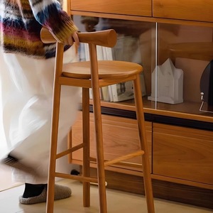 Tabouret <span class=keywords><strong>de</strong></span> <span class=keywords><strong>bar</strong></span> <span class=keywords><strong>de</strong></span> luxe en bois massif avec dossier en T, <span class=keywords><strong>chaise</strong></span> haute minimaliste en noyer pour comptoir - Product Image 5